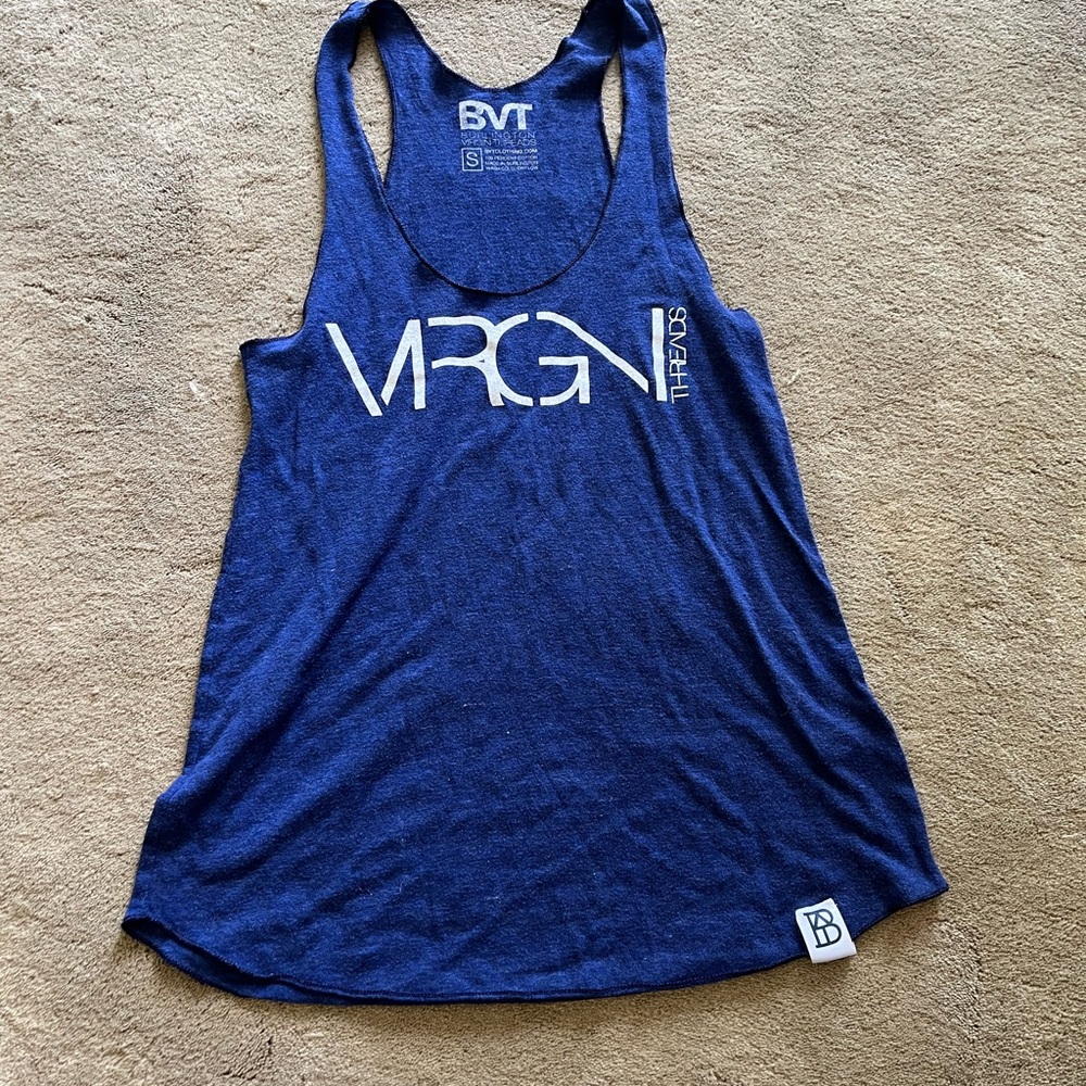 Blue Sleeveless Relaxed Tank Top by Virgin Threads